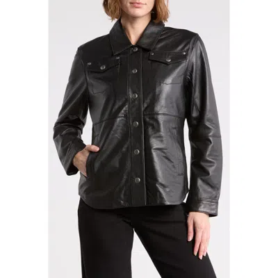 Frye Shirt Inspired Leather Jacket In Black