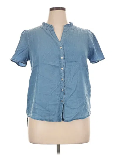 Pre-owned Frye Short Sleeve Blouse In Blue