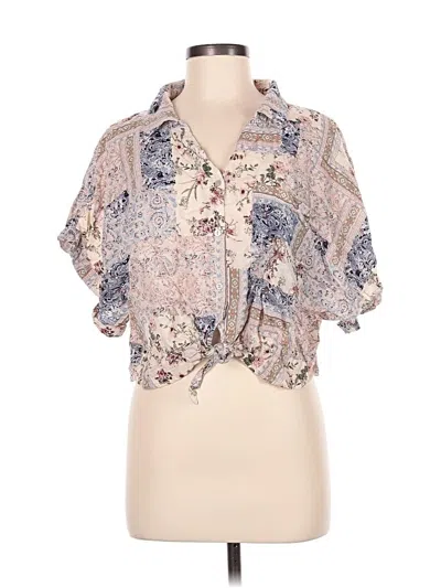 Pre-owned Frye Short Sleeve Blouse In Tan