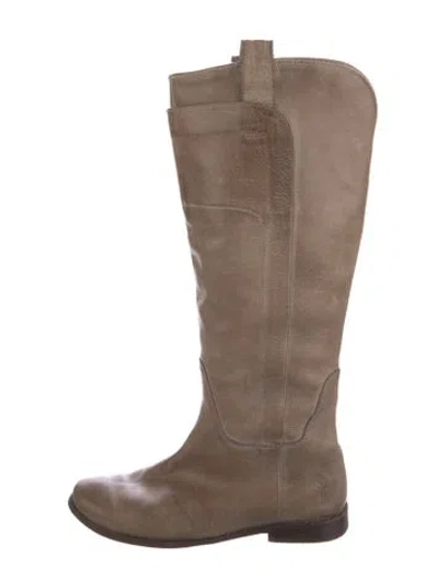 Pre-owned Frye Signature Logo Leather Riding Boots In Brown
