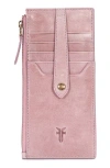 Frye Slim Leather Snap Card Wallet In Purple