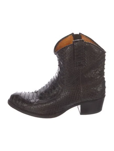 Pre-owned Frye Snakeskin Animal Print Western Boots In Brown