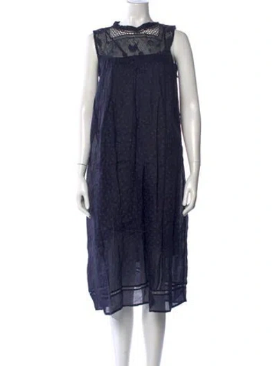 Pre-owned Frye Square Neckline Midi Length Dress In Blue