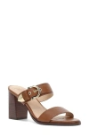 Frye Stella Leather Buckle Dual-band Sandals In Dark Latte