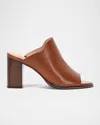 Frye Stella Leather Block-heel Mule Sandals In Cinnamon