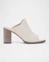 Frye Stella Leather Block-heel Mule Sandals In Ivory