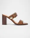 Frye Stella Leather Buckle Dual-band Sandals In Dark Latte