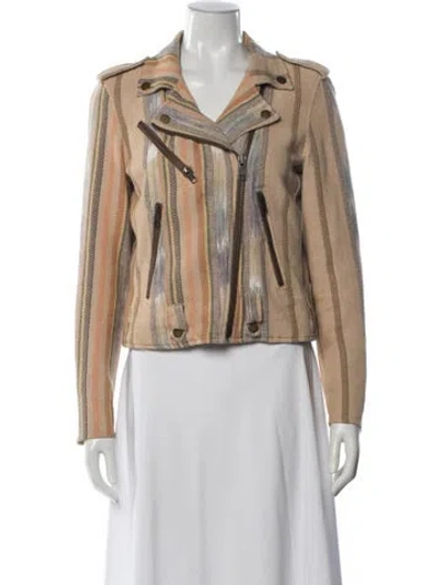 Pre-owned Frye Striped Biker Jacket In Neutral