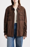 Frye Suede & Leather Shacket In Brown