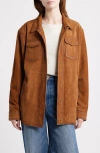 Frye Suede & Leather Shacket In Brown