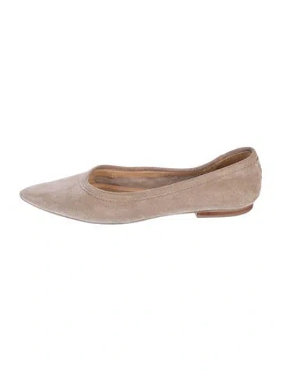 Pre-owned Frye Suede Ballet Flats In Neutral