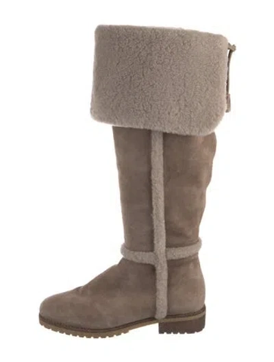 Pre-owned Frye Suede Boots In Neutral