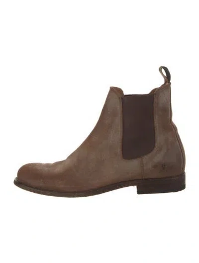 Pre-owned Frye Suede Chelsea Boots In Brown