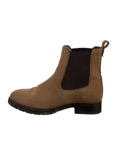 Pre-owned Frye Suede Chelsea Boots In White