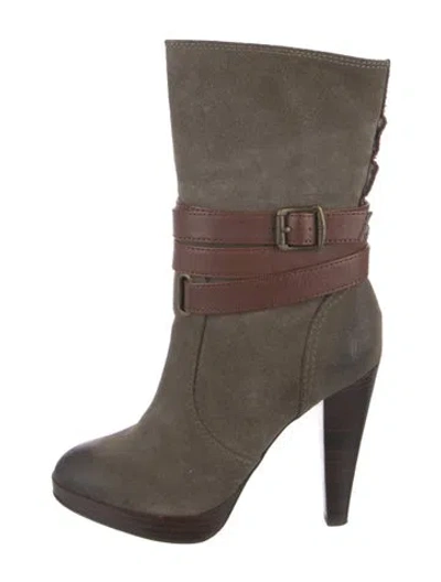 Pre-owned Frye Suede Colorblock Pattern Boots In Gray