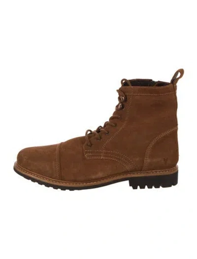 Pre-owned Frye Suede Combat Boots In Brown