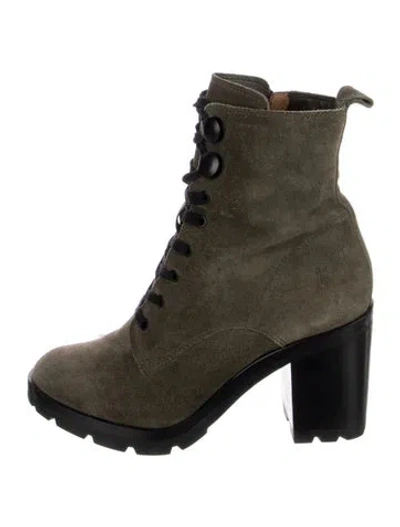 Pre-owned Frye Suede Combat Boots In Green