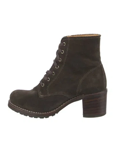 Pre-owned Frye Suede Combat Boots In Green