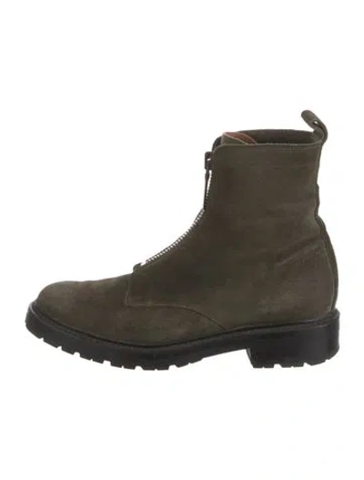 Pre-owned Frye Suede Combat Boots In Green