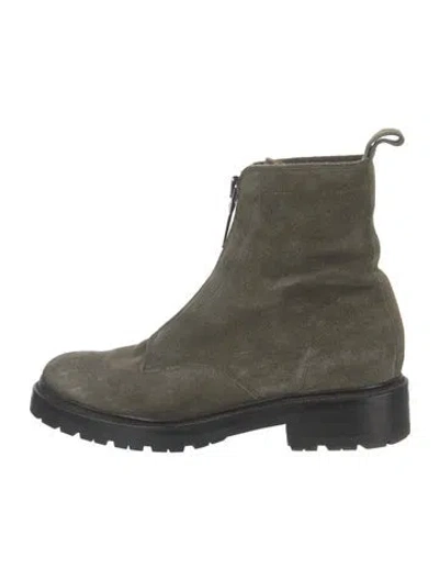 Pre-owned Frye Suede Combat Boots In Green
