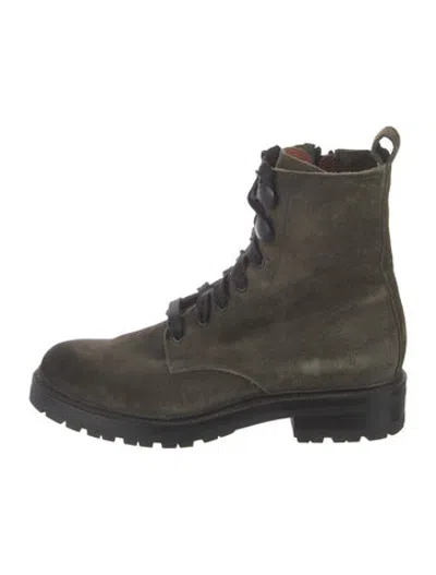 Pre-owned Frye Suede Combat Boots In Green