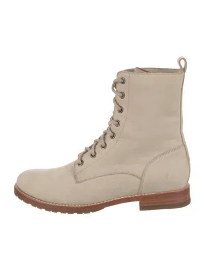 Pre-owned Frye Suede Combat Boots In Neutral