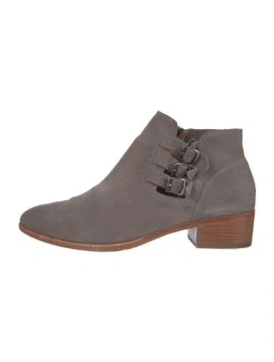 Pre-owned Frye Suede Cutout Accent Boots In Grey