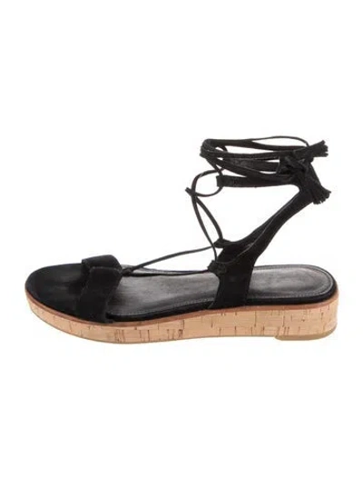 Pre-owned Frye Suede Gladiator Sandals In Black