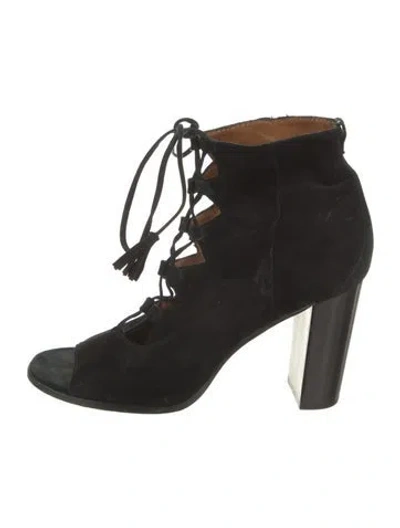 Pre-owned Frye Suede Lace-up Boots In Black
