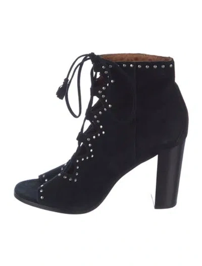 Pre-owned Frye Suede Lace-up Boots In Black