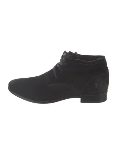 Pre-owned Frye Suede Lace-up Boots In Black