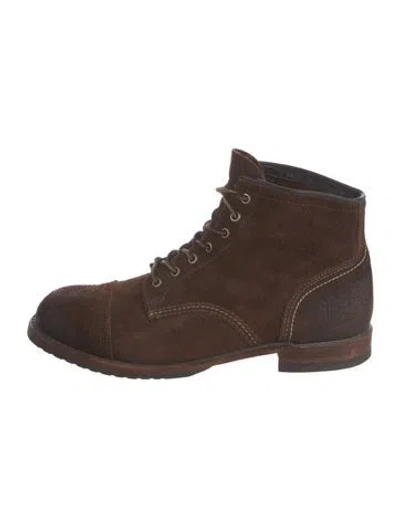 Pre-owned Frye Suede Lace-up Boots In Brown