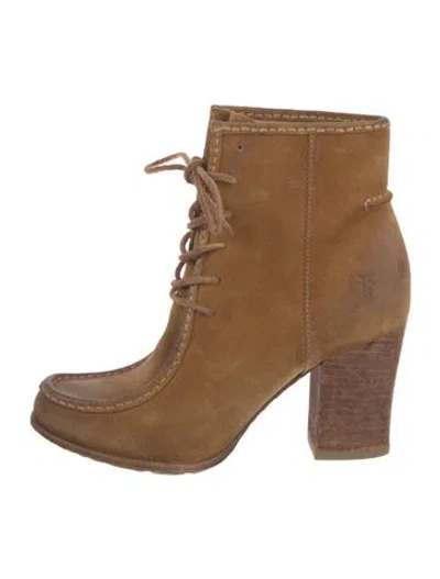 Pre-owned Frye Suede Lace-up Boots In Brown