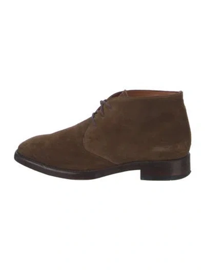 Pre-owned Frye Suede Lace-up Boots In Brown