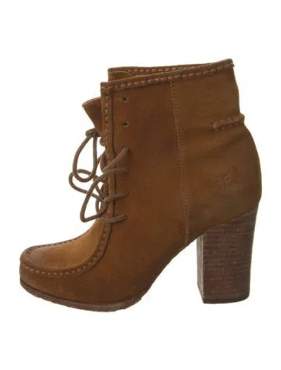 Pre-owned Frye Suede Lace-up Boots In Brown