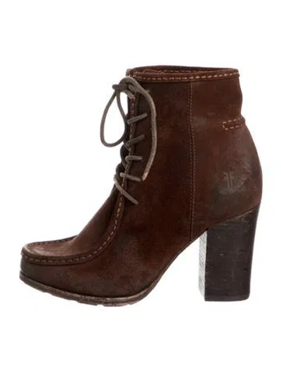 Pre-owned Frye Suede Lace-up Boots In Brown