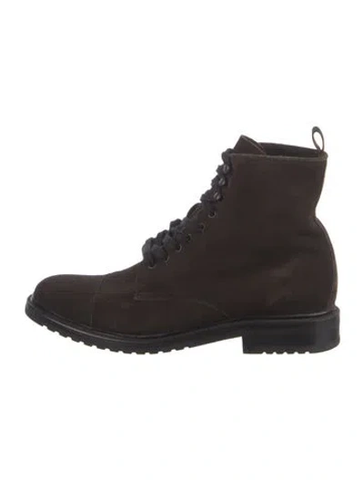 Pre-owned Frye Suede Lace-up Boots In Brown