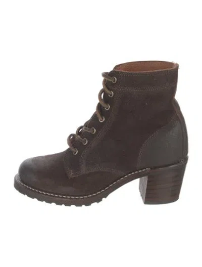 Pre-owned Frye Suede Lace-up Boots In Brown