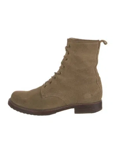 Pre-owned Frye Suede Lace-up Boots In Brown