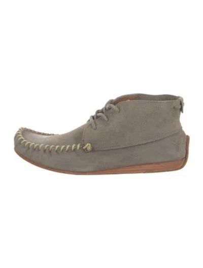 Pre-owned Frye Suede Lace-up Boots In Gray
