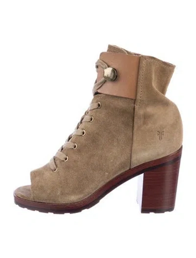 Pre-owned Frye Suede Lace-up Boots In Green