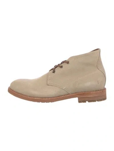 Pre-owned Frye Suede Lace-up Boots In Neutral