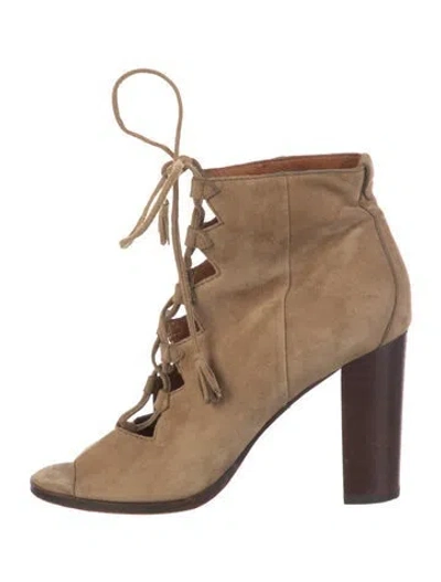 Pre-owned Frye Suede Lace-up Boots In Neutral