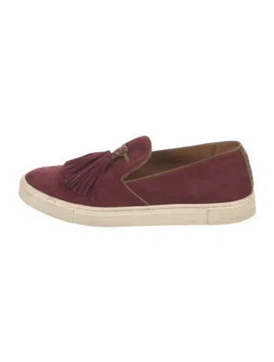 Pre-owned Frye Suede Loafers In Burgundy