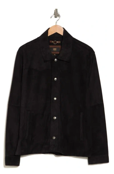Frye Suede Long Sleeve Shacket In Navy