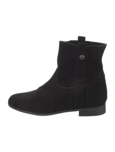 Pre-owned Frye Suede Moto Boots In Black