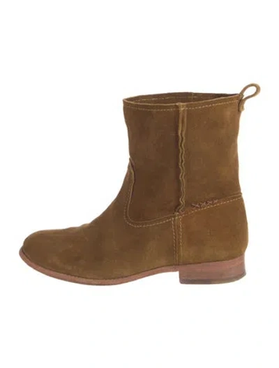 Pre-owned Frye Suede Moto Boots In Brown