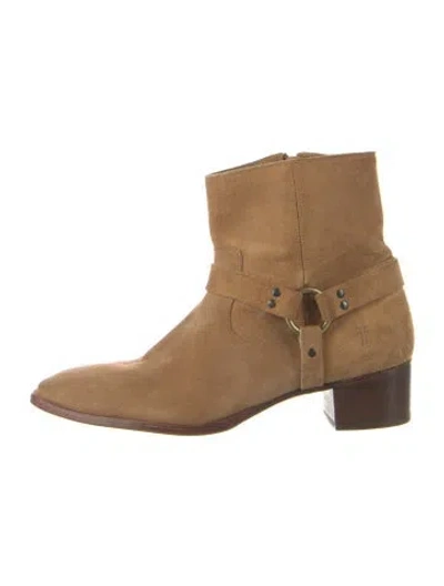 Pre-owned Frye Suede Moto Boots In Brown
