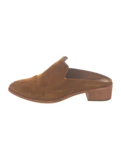 Pre-owned Frye Suede Mules In Brown
