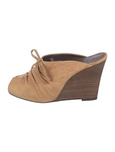 Pre-owned Frye Suede Mules In Neutrals